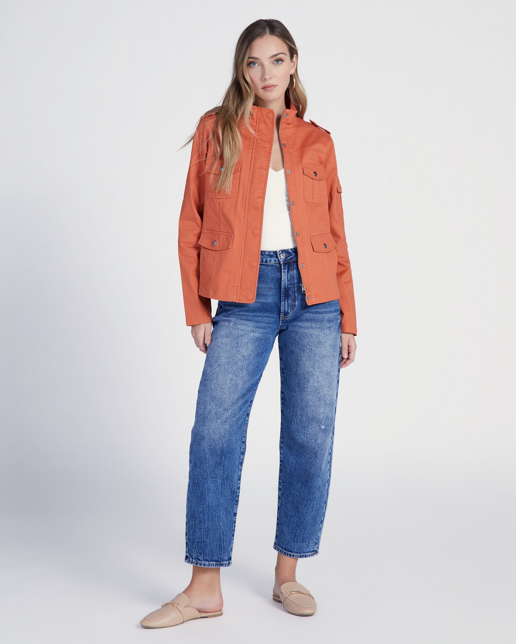 Tomato Red $|& Thread & Supply Utility Jacket - SOF Full Front