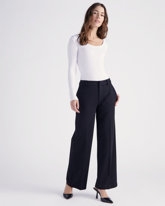 Black $|& Liverpool Kelsey Wide Leg Trouser - SOF Full Front