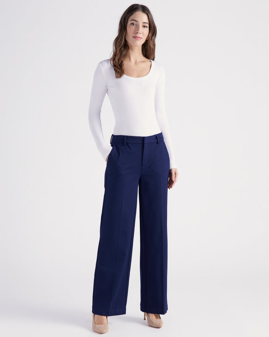 Cadet Blue $|& Liverpool Kelsey Wide Leg Trouser - SOF Full Front