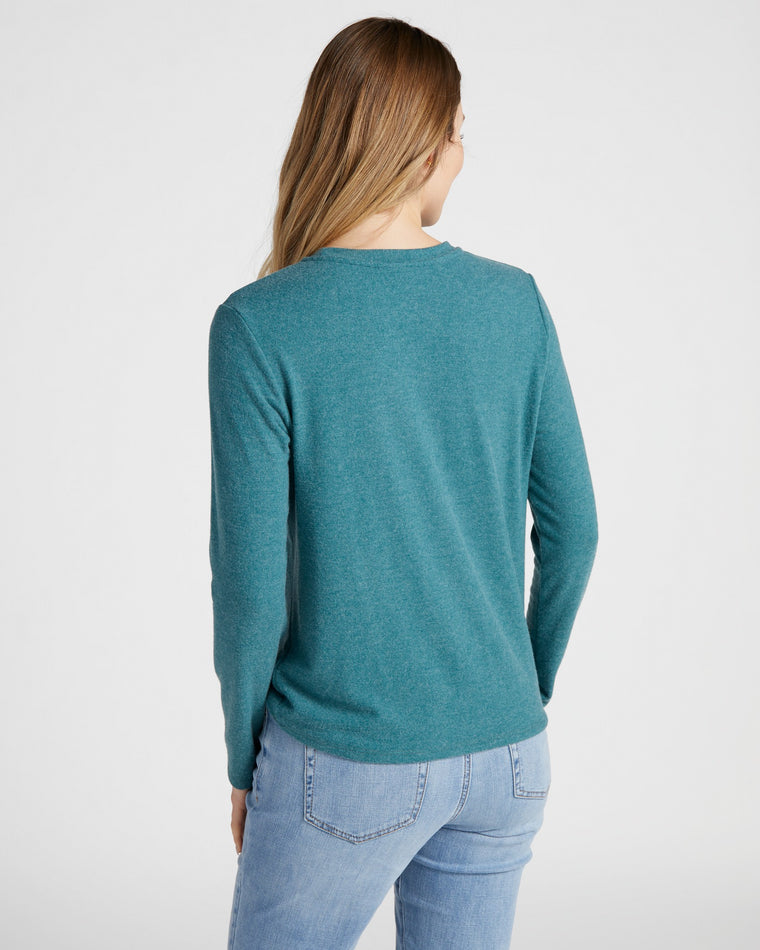 Heathered Spruced Up $|& Herizon Faux Knot Front Long Sleeve Tee - SOF Back