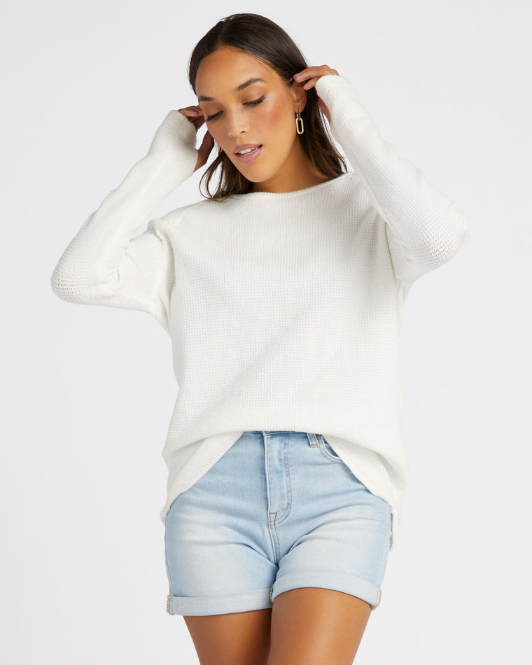 White White $|& W. by Wantable Thumbhole Sweater Pullover - SOF Front