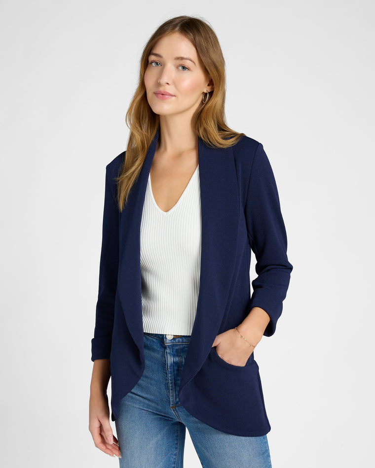 Navy $|& Lemon Tart Melanie Open Front Blazer - SOF Front