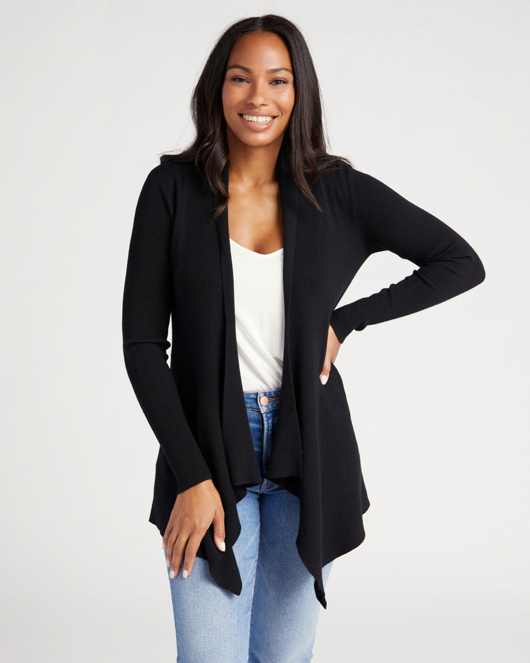 Black $|& Dreamers Waterfall Cardigan - SOF Front
