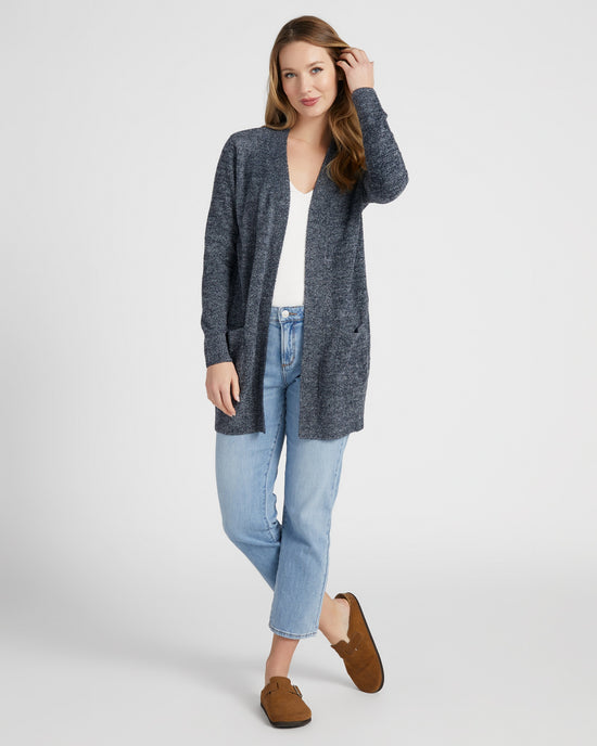 Heather Denim $|& Search For Sanity Cozy Cardigan - SOF Full Front