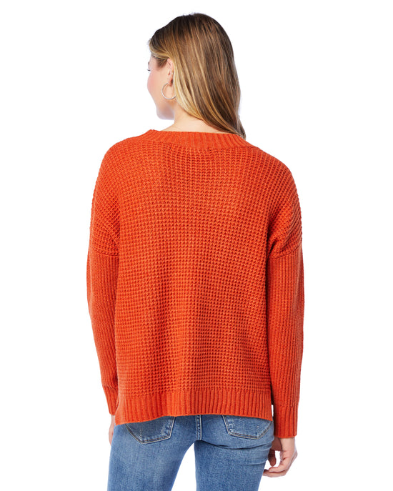 Rust $|& W. by Wantable Seed Stitch Front Seam Crew Neck Pullover - SOF Back