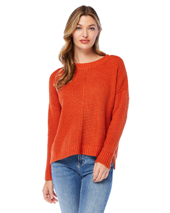 Rust $|& W. by Wantable Seed Stitch Front Seam Crew Neck Pullover - SOF Front