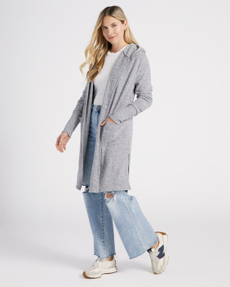 Heather Grey $|& Theo & Spence/W. by Wantable Solid Yummy Hoodie Cardigan - SOF Front