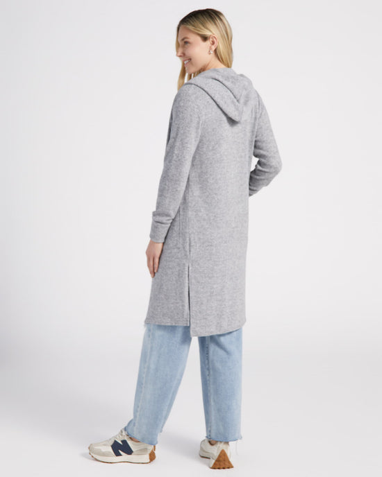 Heather Grey $|& Theo & Spence/W. by Wantable Solid Yummy Hoodie Cardigan - SOF Back