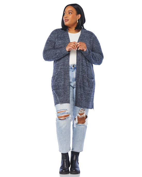 Heather Denim $|& Search For Sanity Cozy Cardigan - SOF Front