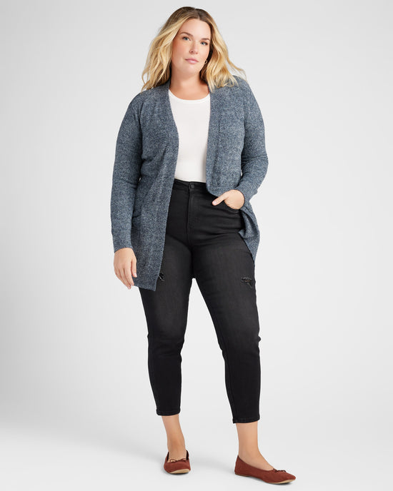 Heather Denim $|& Search For Sanity Cozy Cardigan - SOF Full Front