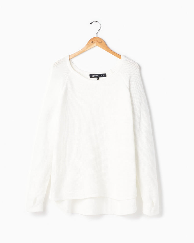 White $|& Theo & Spence Thumbhole Pullover Sweater - Hanger Front