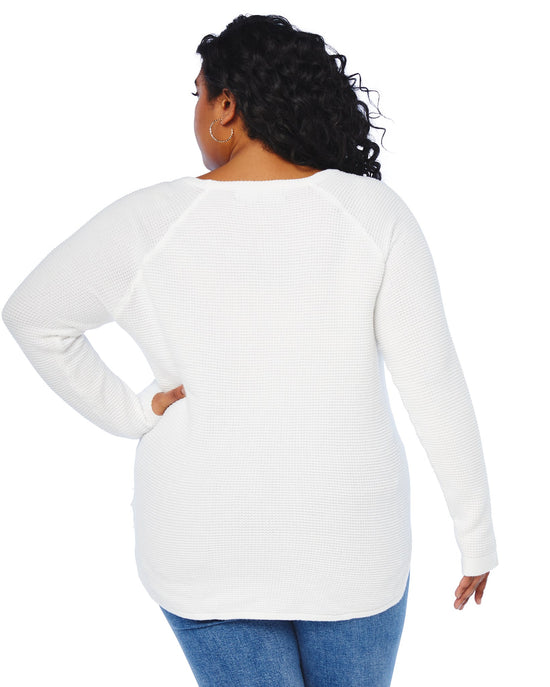 White $|& Theo & Spence Thumbhole Pullover Sweater - SOF Back
