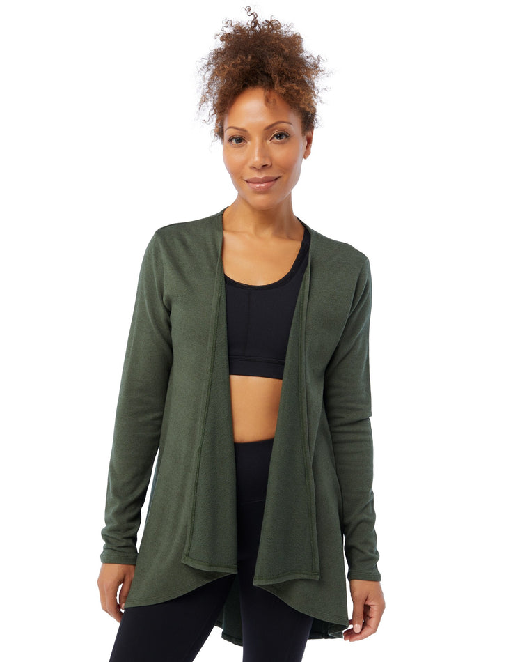 Olive $|& W. by Wantable Essential Long Cardigan - SOF Front