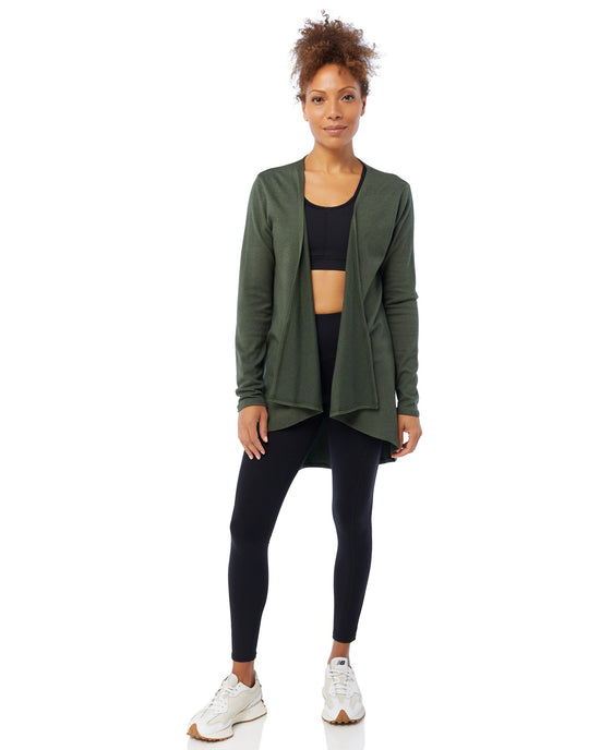 Olive $|& W. by Wantable Essential Long Cardigan - SOF Full Front