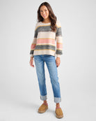 Oatmeal/Black/Blush $|& Skies Are Blue Marled Colorblock Sweater - SOF Full Front