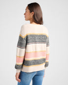 Oatmeal/Black/Blush $|& Skies Are Blue Marled Colorblock Sweater - SOF Back