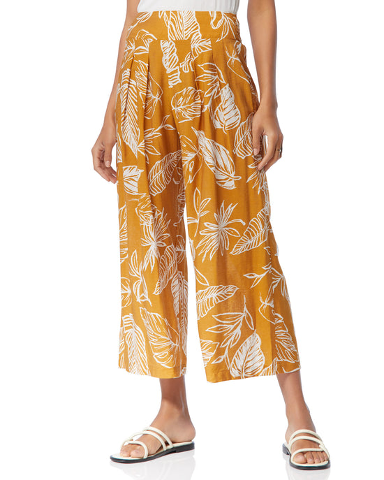 Mustard $|& Polagram Palm Print Wide Leg Culotte - SOF Front