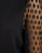 Black $|& Apricot Polka Dot Mesh Sleeve Knit Pullover - SOF Detail