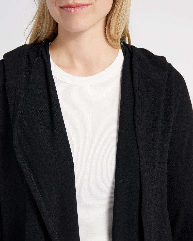 Black $|& Theo & Spence/W. by Wantable Solid Yummy Hoodie Cardigan - SOF Detail