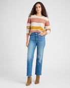 Oatmeal/Rust/Mustard $|& Skies Are Blue Marled Colorblock Sweater - SOF Full Front