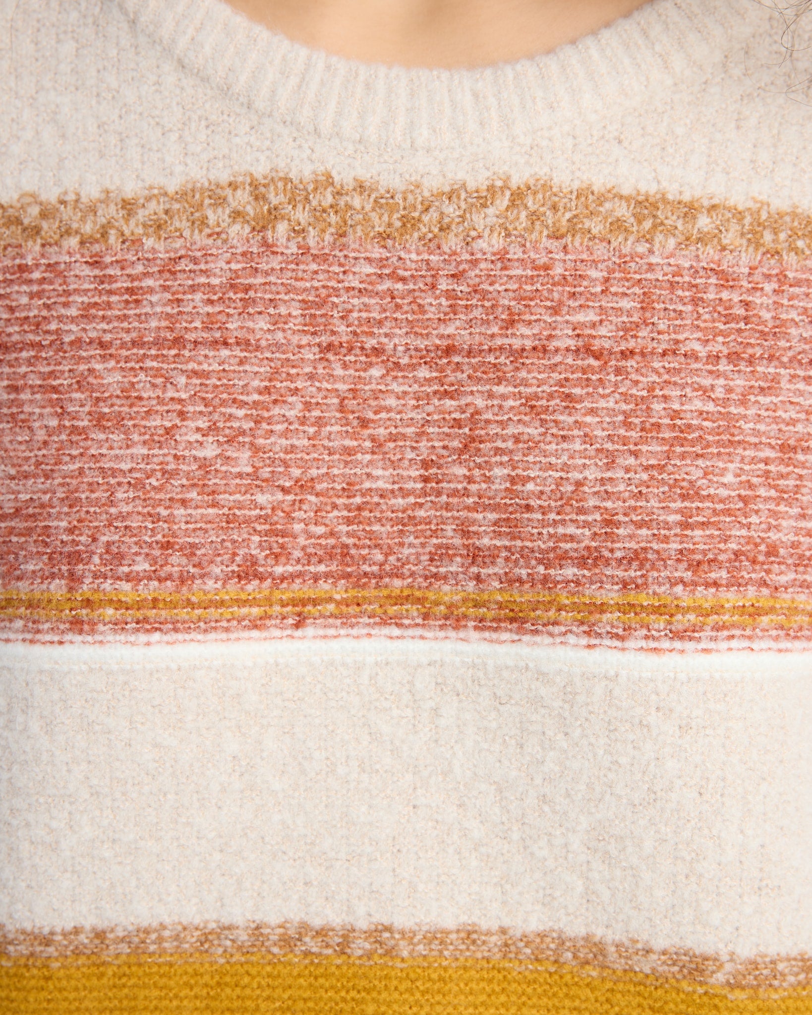 Oatmeal/Rust/Mustard $|& Skies Are Blue Marled Colorblock Sweater - SOF Detail