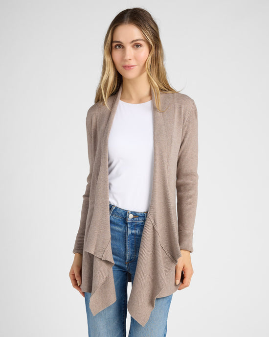 Heather Mocha $|& Dreamers Waterfall Cardigan - SOF Front