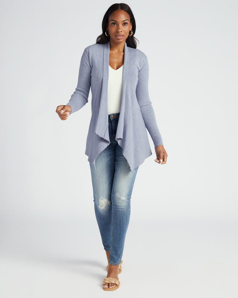 Heather Blue Steel $|& Dreamers Waterfall Cardigan - SOF Full Front
