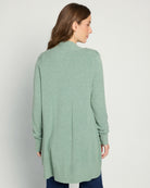 Heather Chive $|& Dreamers Open Long Line Cardigan withPockets - SOF Back
