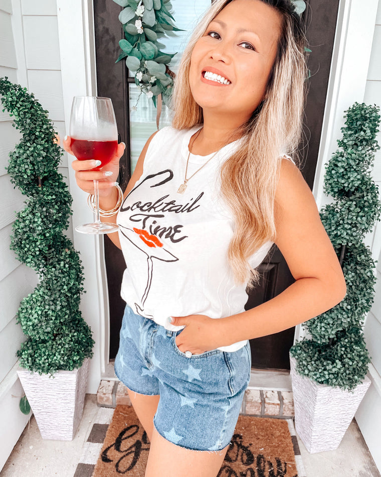 Vintage White $|& Project Social T Cocktail Time Tank - VOF Back