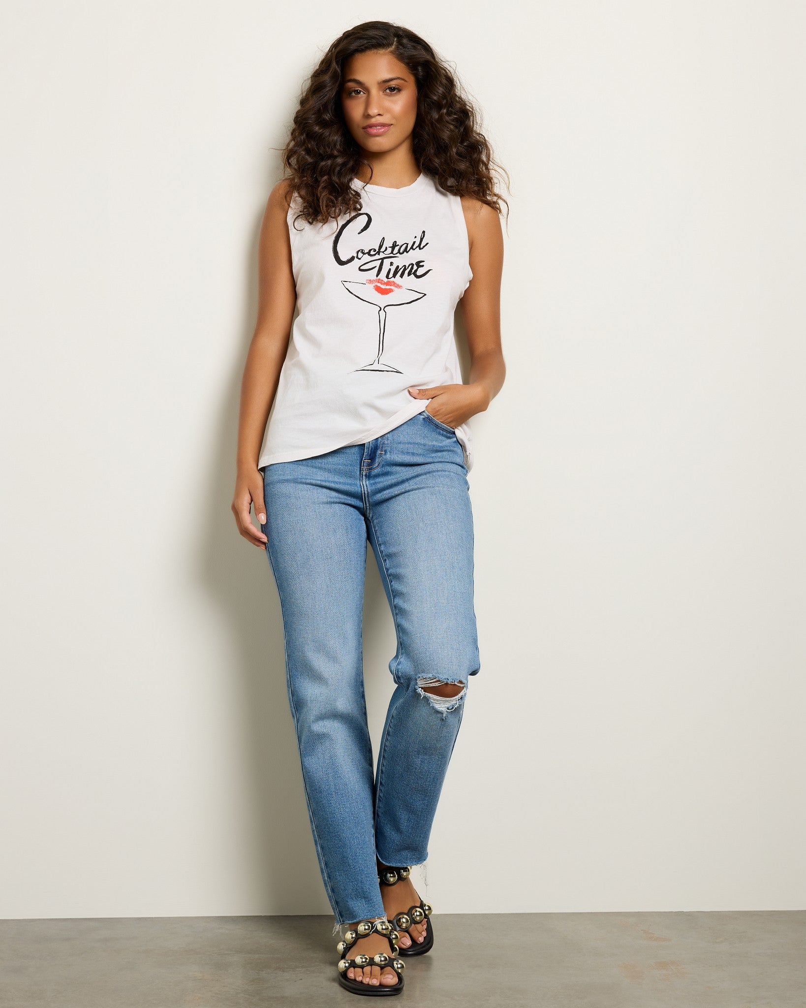Vintage White $|& Project Social T Cocktail Time Tank - UGC On Fig
