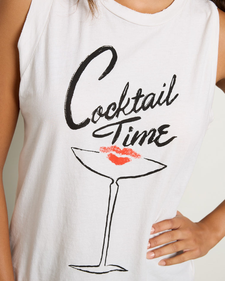 Vintage White $|& Project Social T Cocktail Time Tank - SOF Full Front