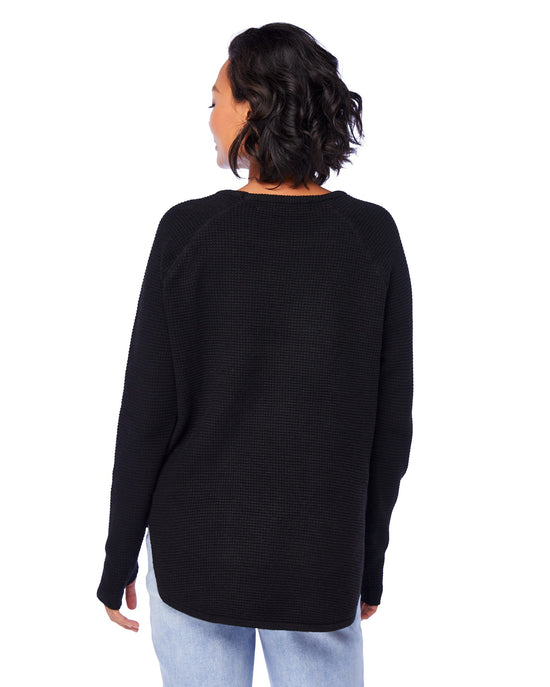 Black $|& W. by Wantable Thumbhole Sweater Pullover - SOF Back