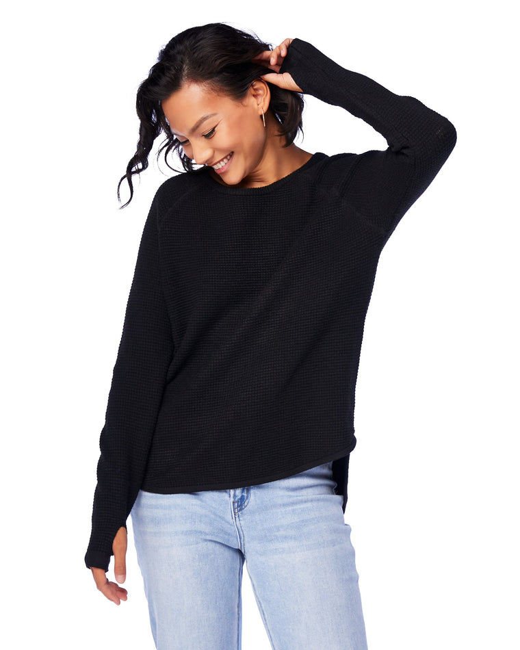 Black $|& W. by Wantable Thumbhole Sweater Pullover - SOF Front