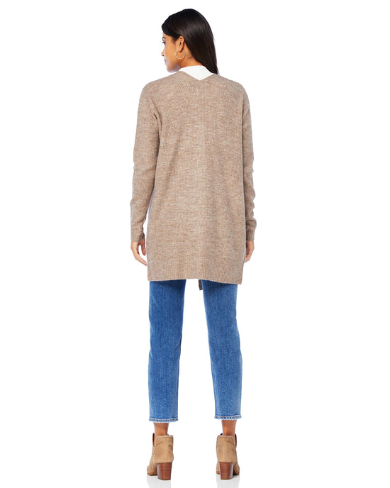 Taupe $|& Theo & Spence/W. by Wantable Shaker Stitch Cardigan - SOF Back
