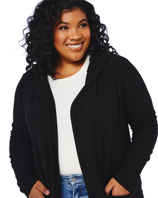 Black $|& W. by Wantable Solid Yummy Hoodie Cardigan - SOF Detail