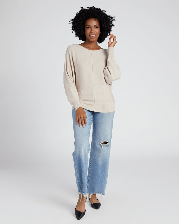 Stone $|& Apricot Raw Edge Batwing Pullover - SOF Full Front