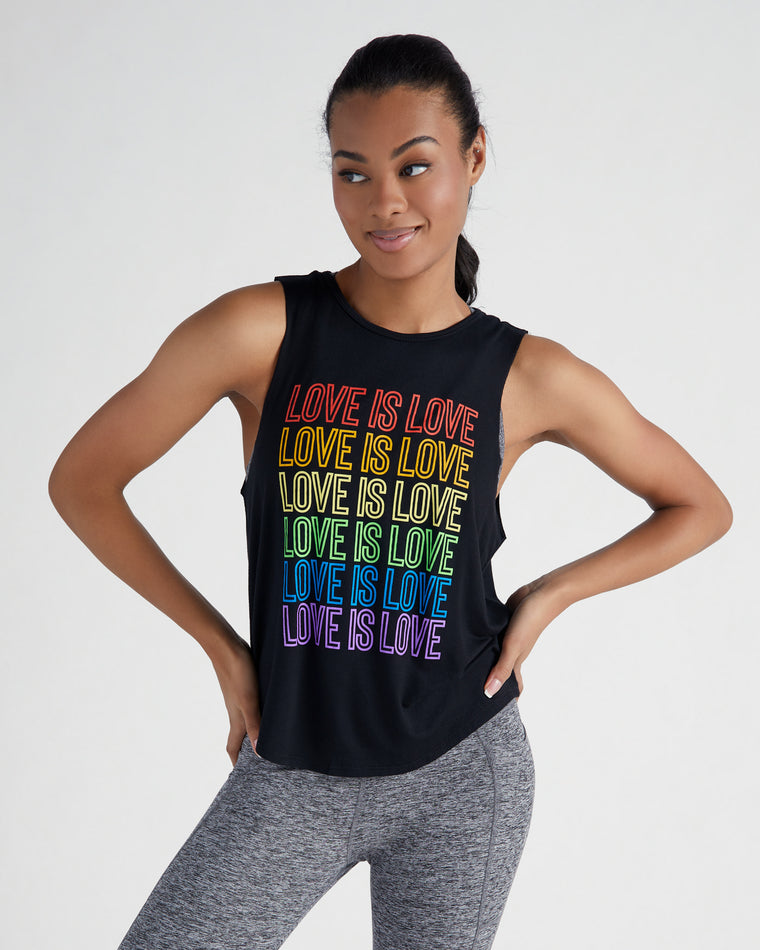 Black $|& Interval Graphic Muscle Tank - Love is Love - SOF Front