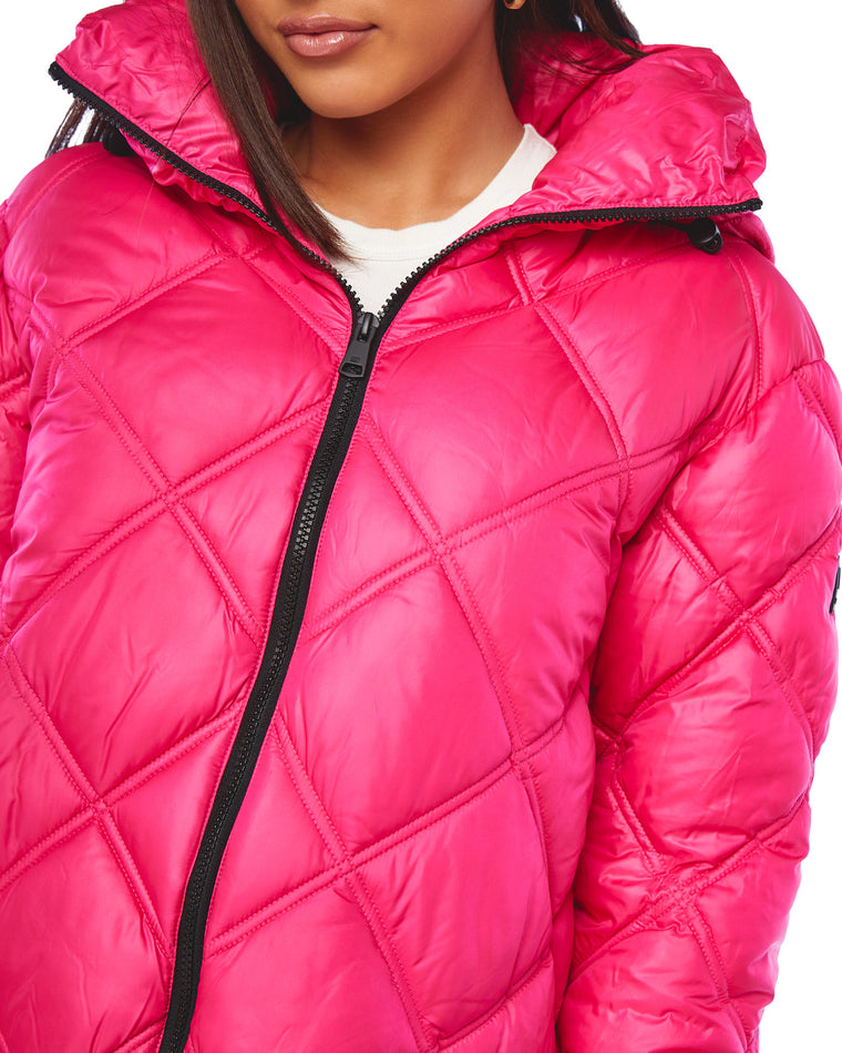 Hot Pink $|& Kenneth Cole Short Puffer Coat - SOF Detail