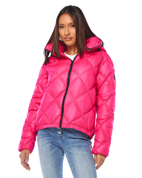 Hot Pink $|& Kenneth Cole Short Puffer Coat - SOF Front