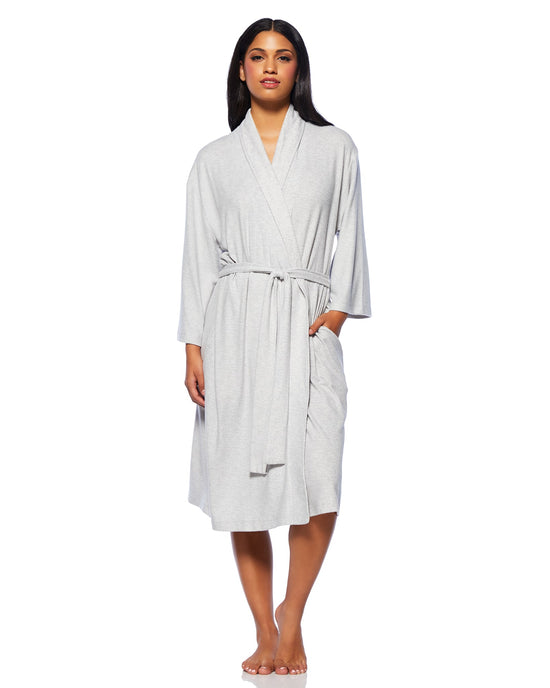 H Grey $|& Softies Dream Jersey Robe with Shawl Collar - SOF Full Front