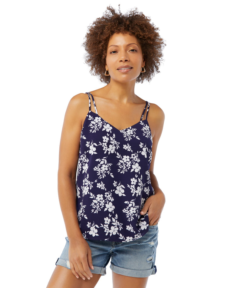 Navy $|& Skies Are Blue Floral Printed Cami - SOF Front