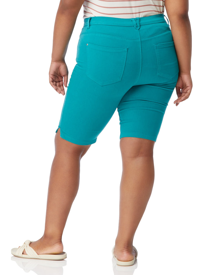 Teal Blue $|& Curve Appeal Bermuda Short with Side Vent - SOF Back