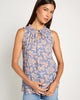 Sleeveless Floral Woven Top with Neck Tie