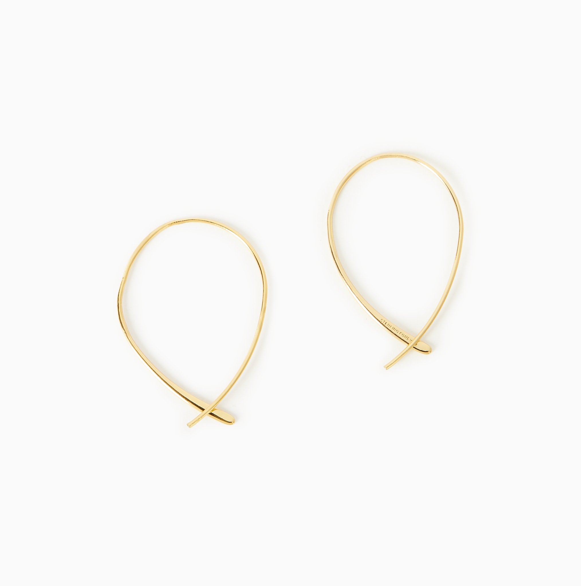Gold $|& Sterling Forever Delicate Threader Hoop Earrings - Hanger Front