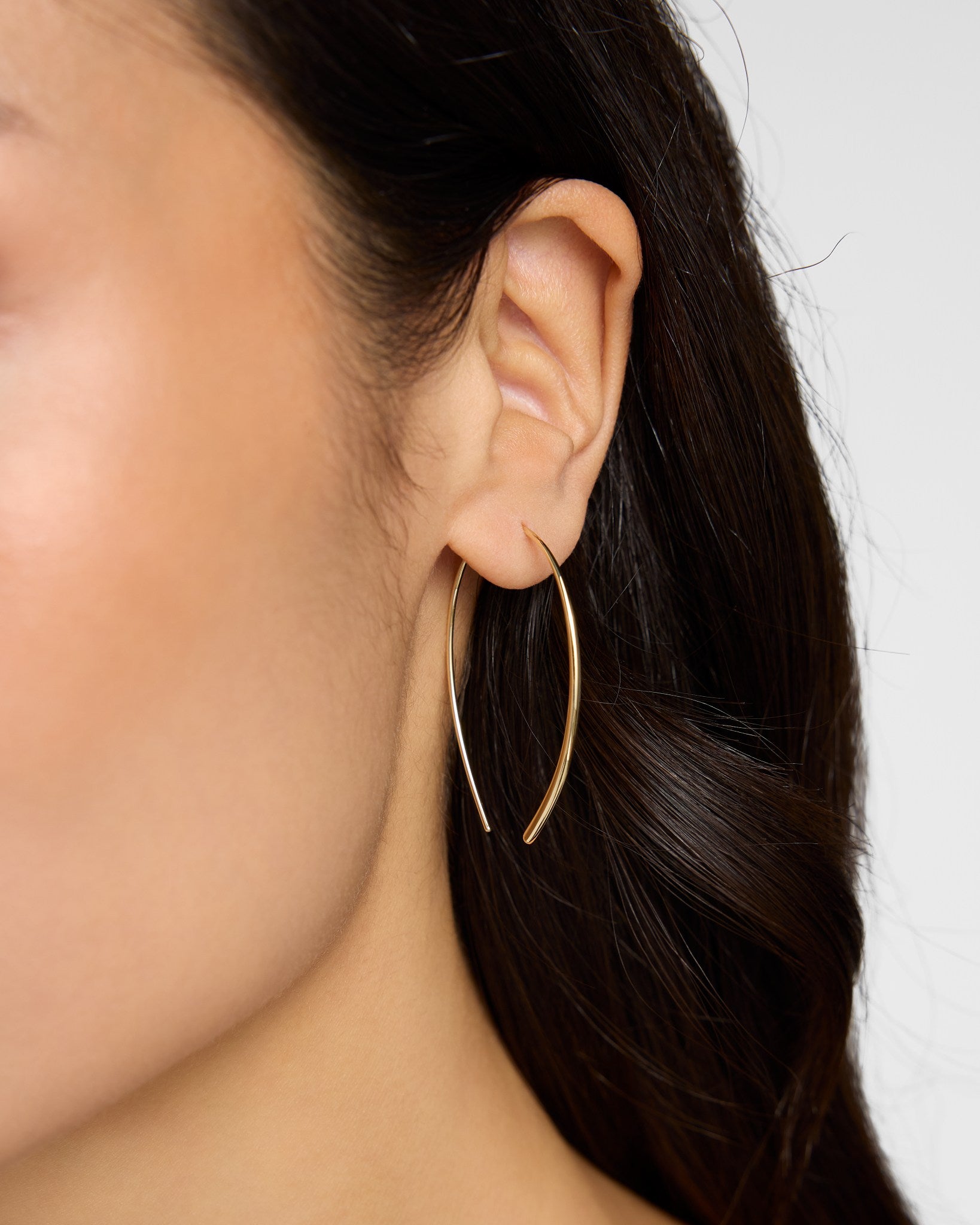 Gold $|& Sterling Forever Delicate Threader Hoop Earrings - SOF Front