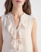 Oatmeal $|& Supply + Demand Sleeveless Ruffle Top - SOF Detail