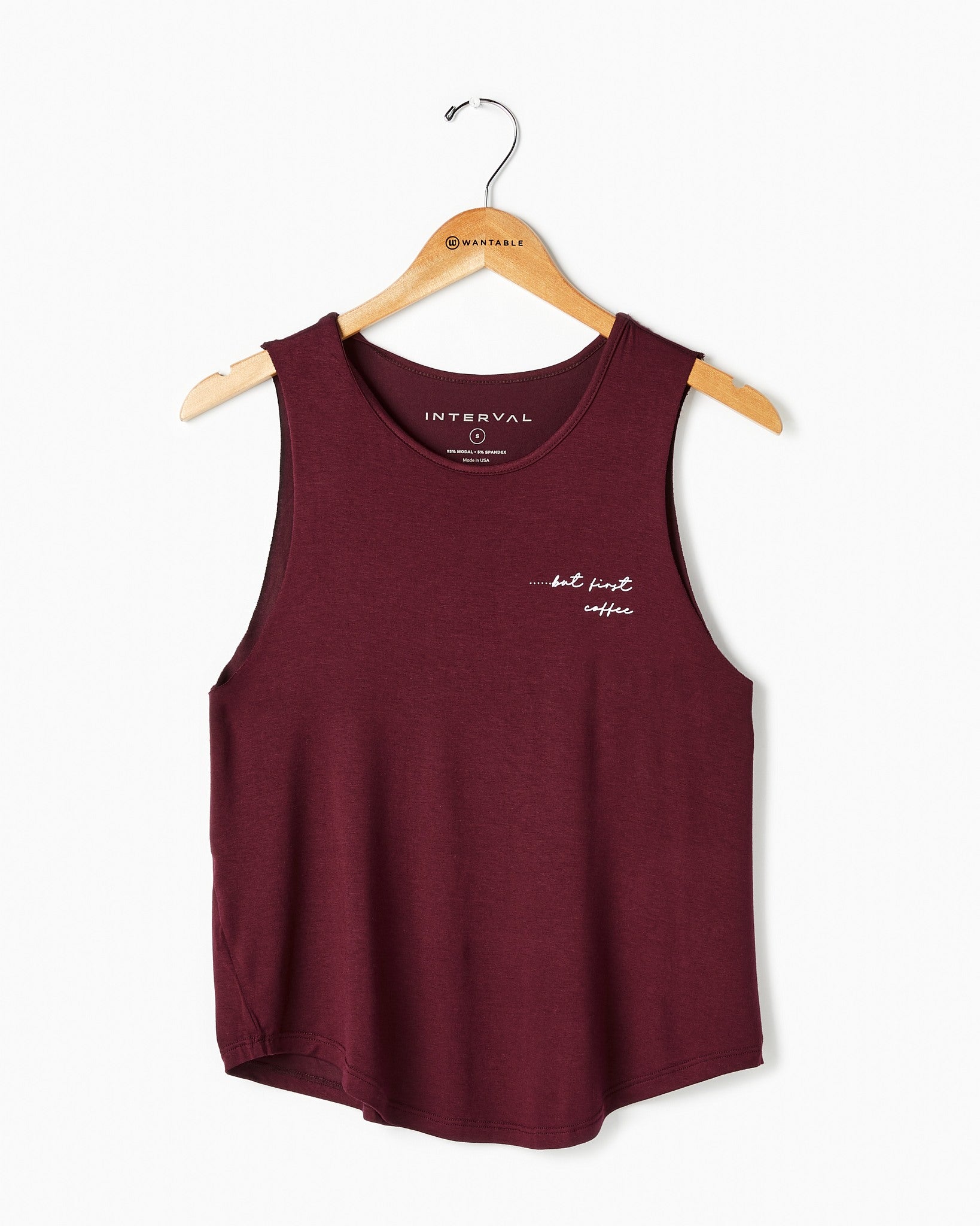 Burgundy $|& Interval Graphic Muscle Tank - But First Coffee - VOF Front