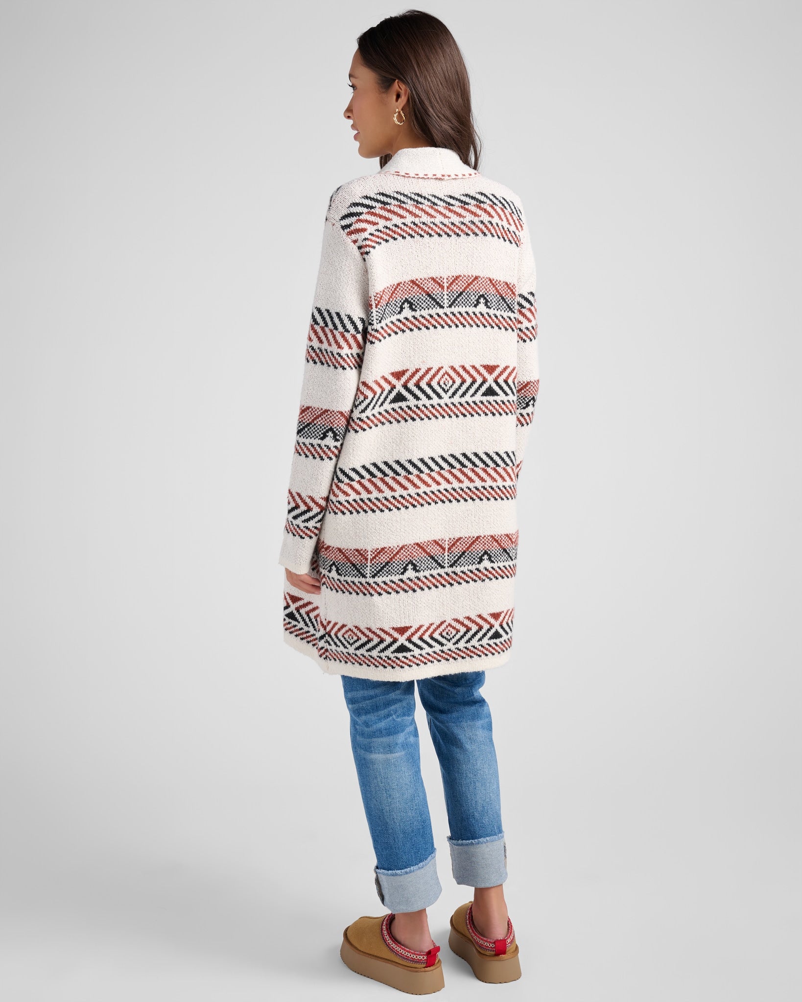 Copper $|& Staccato Geo Stripe Heavy Sweater Cardigan - SOF Back