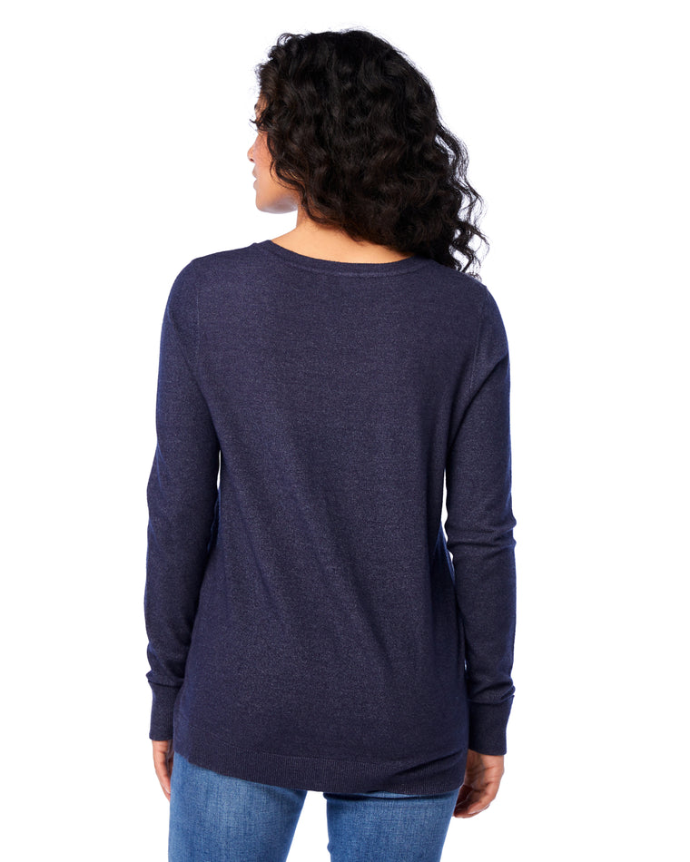 Indigo $|& Staccato Shoulder Button Detail Sweater - SOF Back