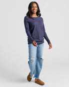 Indigo $|& Staccato Shoulder Button Detail Sweater - SOF Full Front